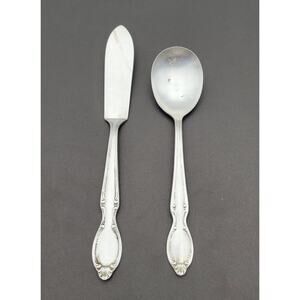 Rogers International Silverplate Set Butter Knife & Sugar Spoon REFLECTION 1847